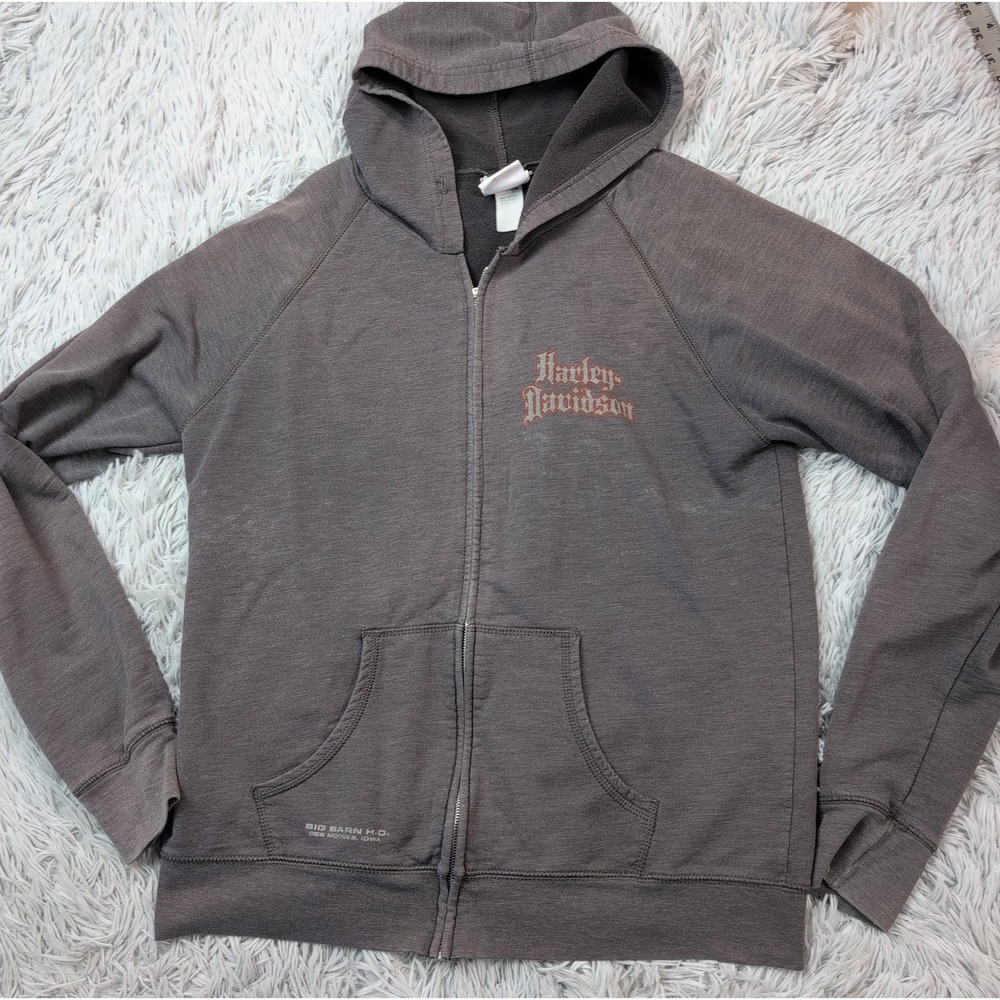 Vintage Harley Davidson Sweatshirt Womens M Gray Hoodie Motorcycle Big Barn